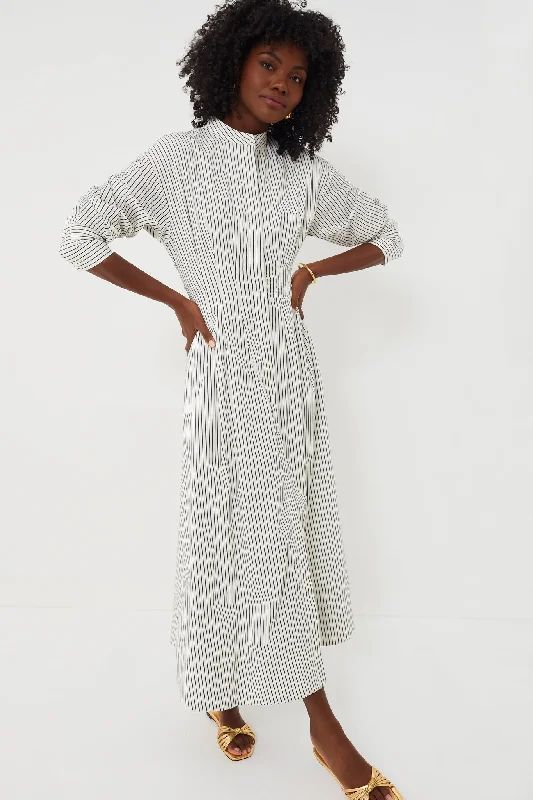 Ivory Micro Stripe Midi Lorenza Dress Tunics stripes playful