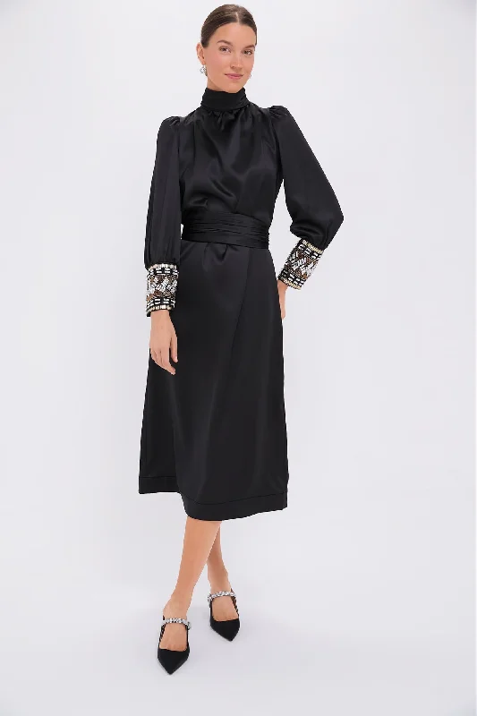 Black Embellished Faven Dress Tunics Distressed trendy