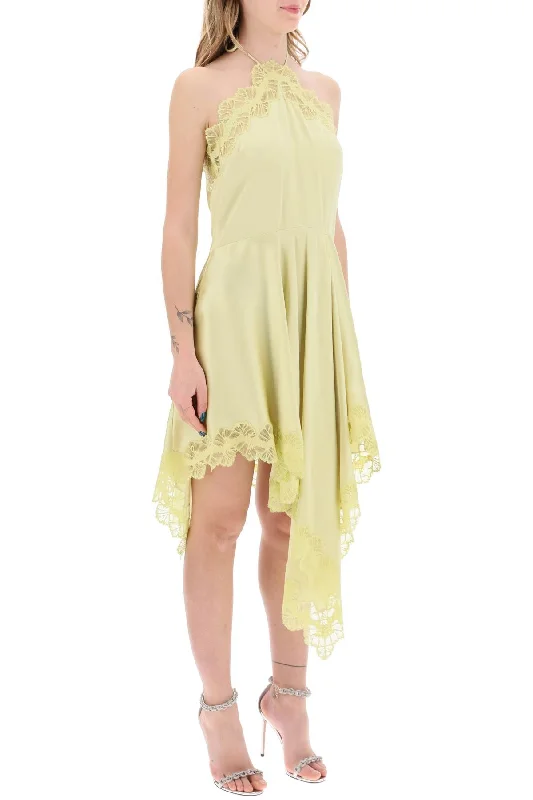 Stella Mccartney Asymmetric Satin Dress With Lace Detail Tunics Party sparkling