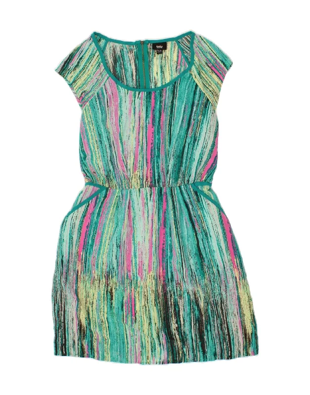 MOSSIMO Womens Sheath Dress UK 12 Medium Green Striped Polyester Tunics Fall fleece