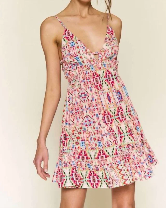 The My Tribe Mini Dress In Multi | Multi Chic Bohemian Mini Dress