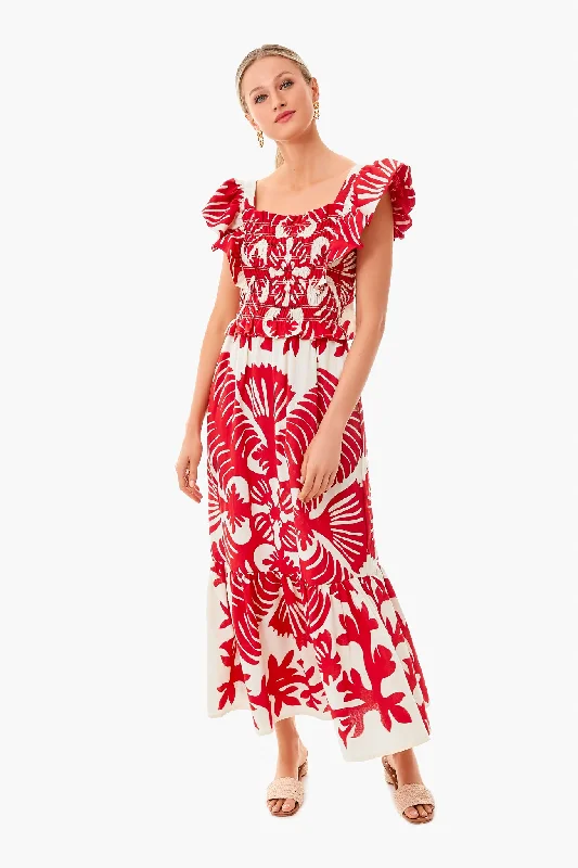 Ruby Henrietta Print Smocked Slip Dress Tunics Evening elegant