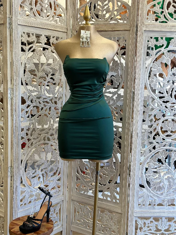 Forest Green Satin Mini Dress Cozy Sweater Mini Dress