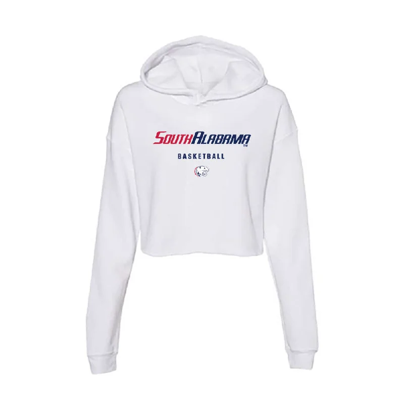South Alabama - NCAA Women's Basketball : Princess Okafor - Women's Crop Fleece Hoodie Hoodie with Hem Patch Decorative Personalized