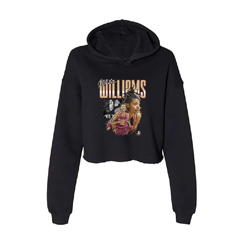 FSU - NCAA Women's Basketball : Malea Williams - Individual Player Collage Women's Crop Fleece Hoodie Hoodie with Hem Detail Decorative Unique