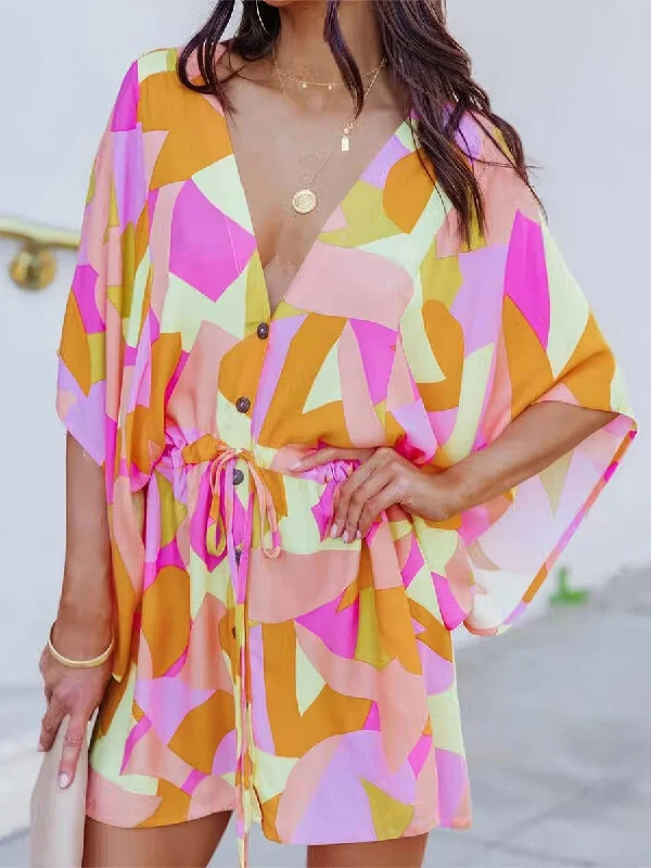 Relaxed Fit Mini Dress Fashionable Button-Front Mini Dress