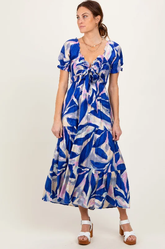 Royal Blue Blue Smocked Top Woven Tiered Dress Tunics Essential wardrobe