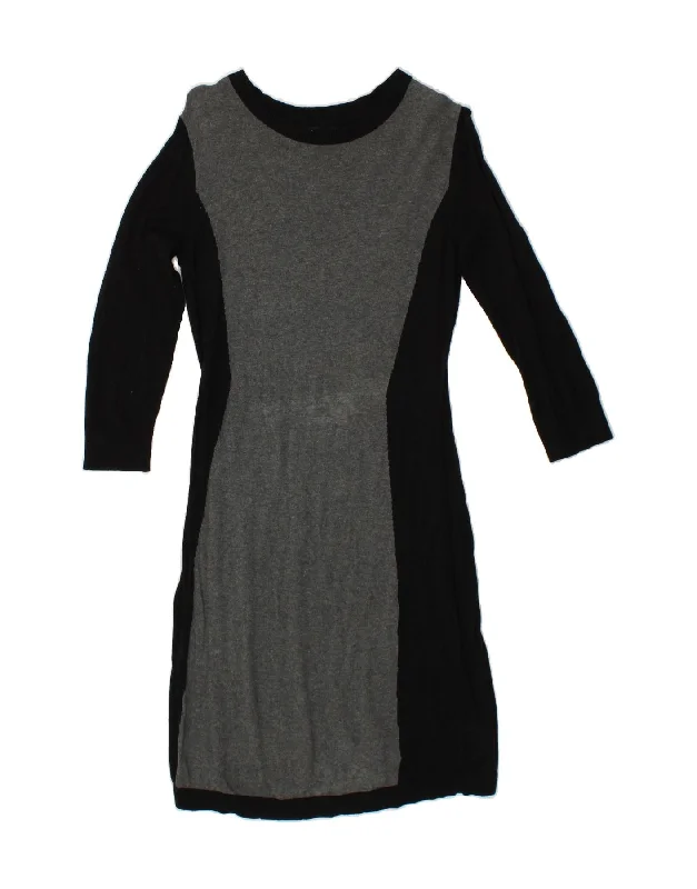 MOSSIMO Womens Long Sleeve Jumper Dress UK 12 Medium Grey Colourblock Tunics stripes playful