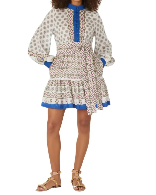 Melides Circle Mini Dress In Beige | Beige Comfortable Polka Dot Mini Dress