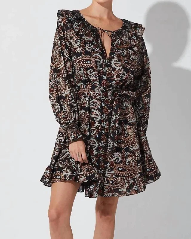 Carolyn Mini Dress in Avalon Blockprint | Avalon Blockprint Chic Mini Dress with V-Neck