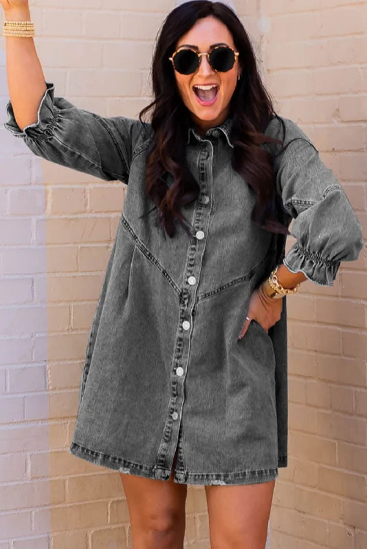 Button-Down Denim Mini Dress Cozy Jersey Mini Dress