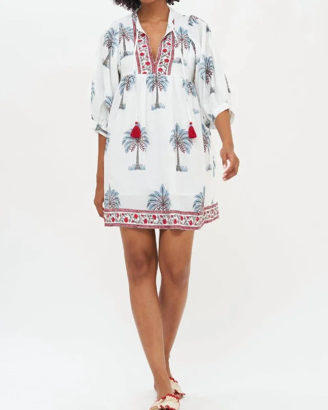 Cuff Sleeve Mini Dress in Kiawah Red | Kiawah Red Fashionable Boho-Chic Mini Dress