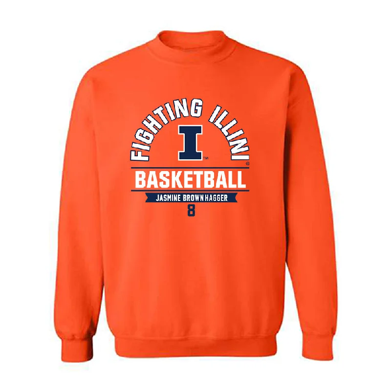 Illinois - NCAA Women's Basketball : Jasmine Brown-Hagger - Classic Fashion Shersey Crewneck Sweatshirt Hoodie with Exposed Zipper Edgy Industrial