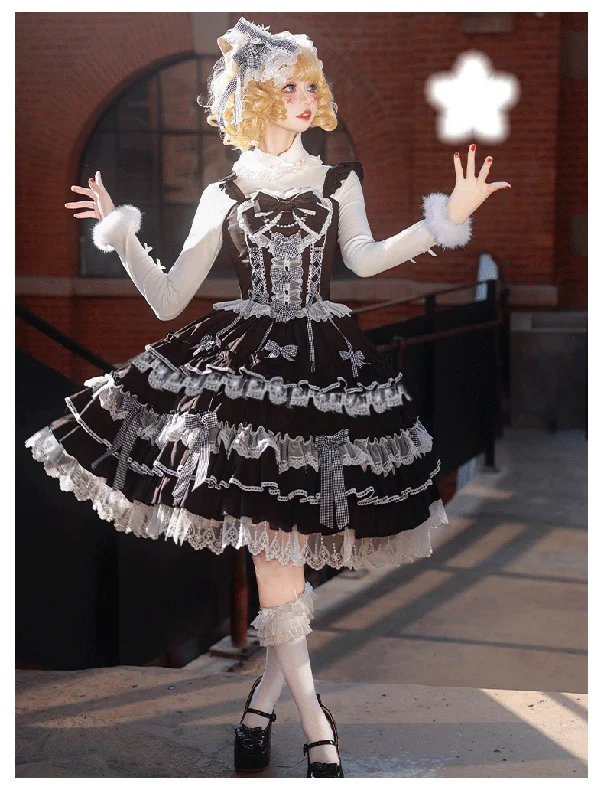 ZhiJinYuan~Love Notebook~Old School Lolita JSK Vintage Doll Tiered Dress Tunics Fashionable trendy