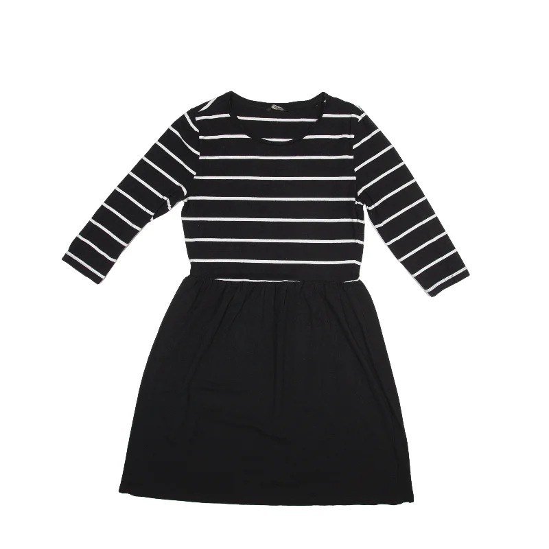 ONLY Fit & Flare Dress Black Striped Long Sleeve Knee Length Womens UK 10 Tunics Bestseller popular