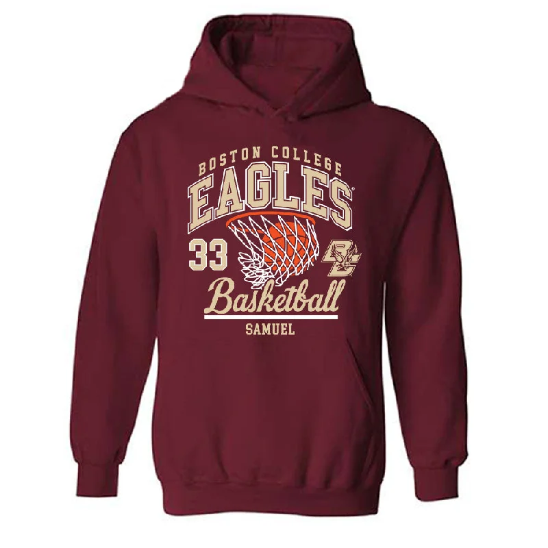 Boston College - NCAA Women's Basketball : Savannah Samuel - Sports Shersey Hooded Sweatshirt Hoodie with Monochrome Minimalist Simple