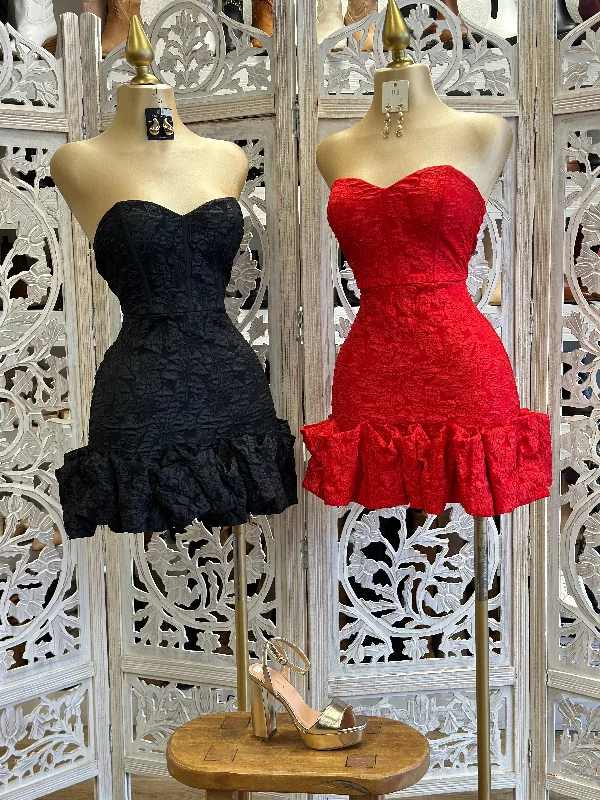 Scrunched Strapless Mini Dress Elegant Sequin Mini Dress