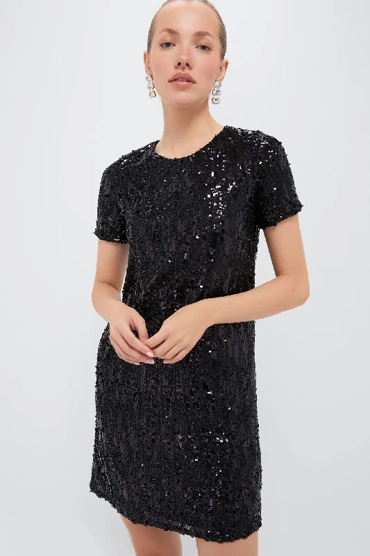 Black Sequin Modern Shift Dress Tunics New arrival