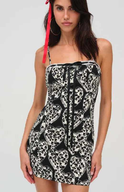 Claire Mini Dress in Black and White by For Love and Lemons Fashionable Mini Dress with Pockets