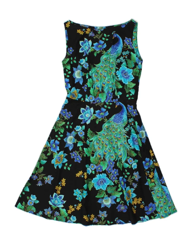 HEART OF HAUTE Womens Sleeveless A-Line Dress UK 12 Medium Blue Floral Tunics Chinos classic