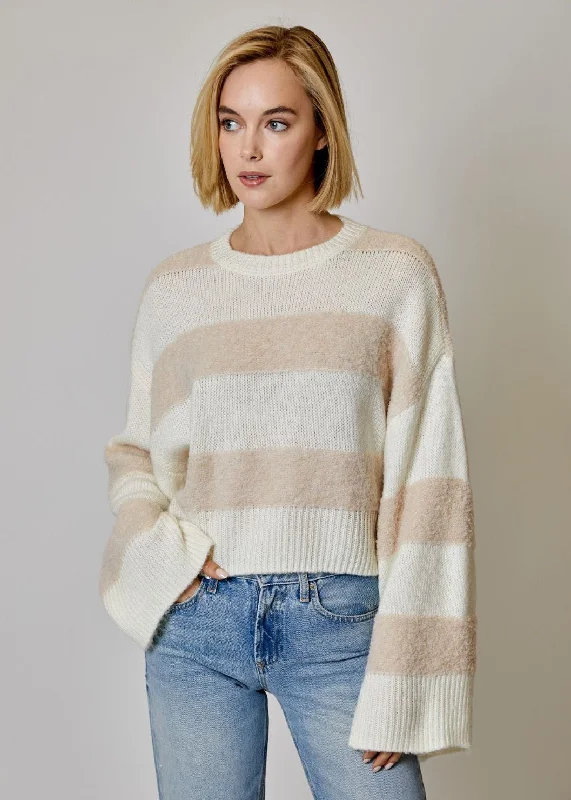 blush stripe crew sweater Collared Crew Neck Turtle Neck