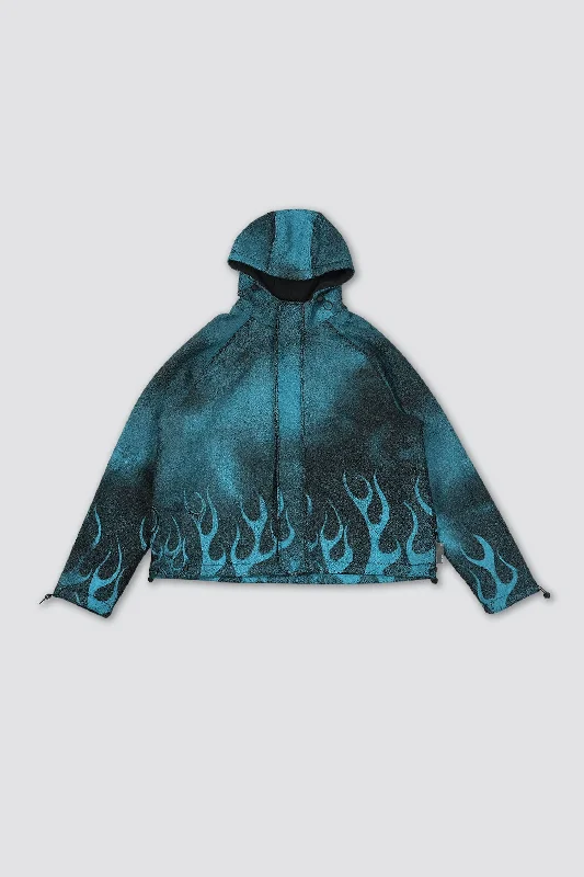 Traction Hooded Fleece Jacket - Teal Notch Collar Peter Pan Collar Cowl Neck