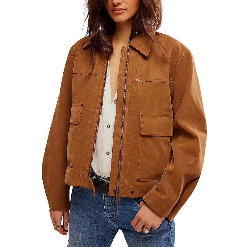 We The Free Womens Faux Suede Soft Shell Jacket One-Shoulder Jacket Off-the-Shoulder Jacket Asymmetrical Jacket