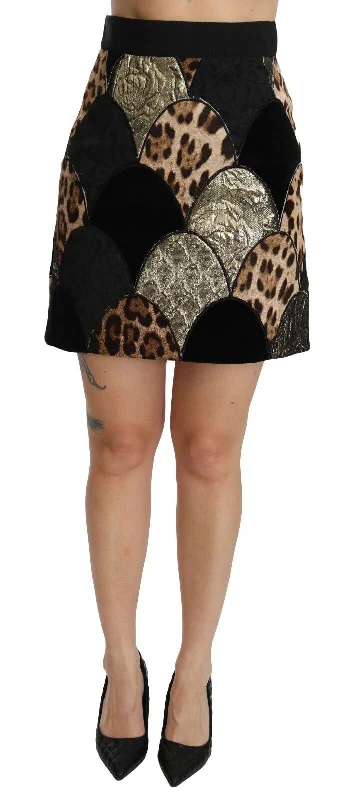 Dolce & Gabbana High-Waisted Leopard Print Women's Skirt linen skirt natural