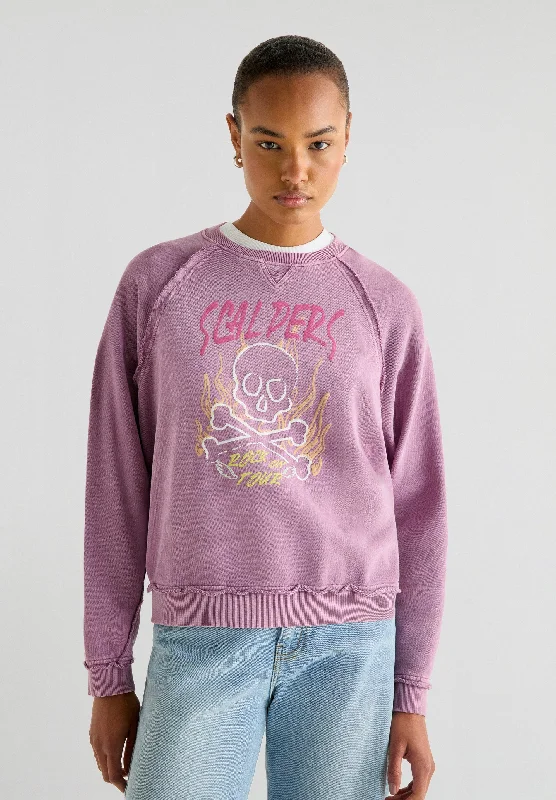 FLAME SKULL SWEATER Collared Crew Neck Turtle Neck