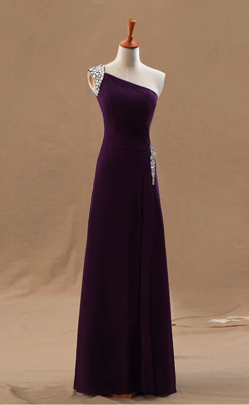 Sexy one-shoulder sequined dress, purple slim party dress, elegant long velvet dress Tunics Running lightweight