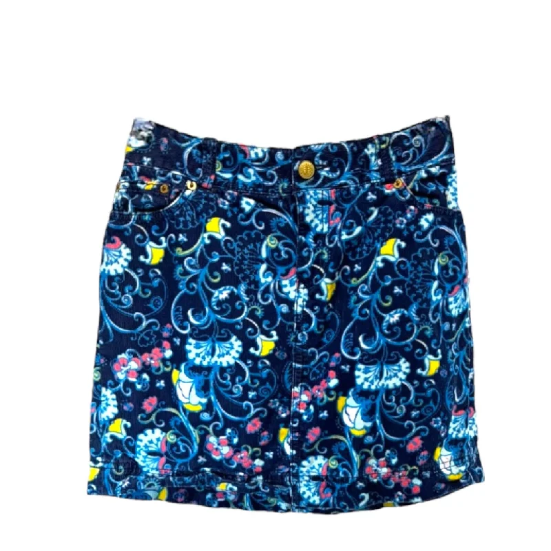 Corey Skirt Designer Lilly Pulitzer In True Navy Mainline, Size 0 leather skirt bold