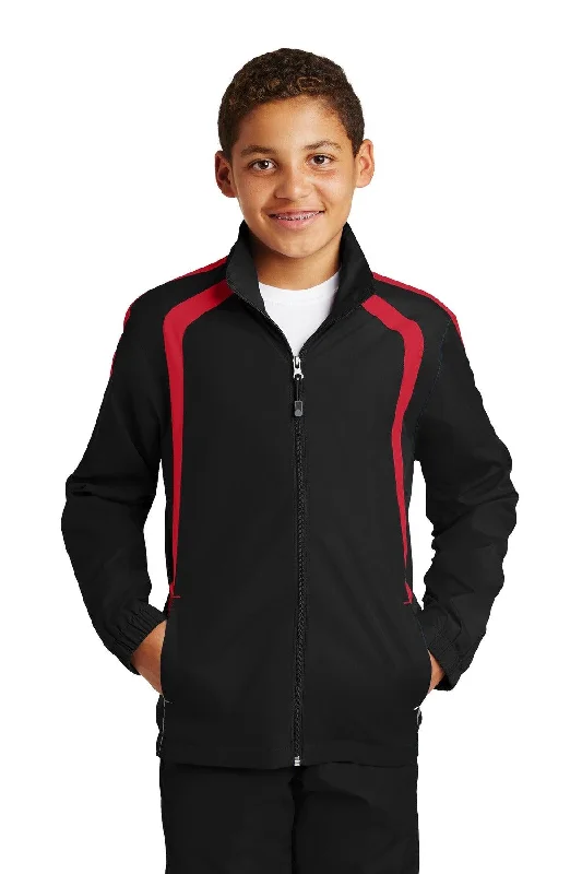 Sport-Tek Youth Colorblock Raglan Jacket. YST60 Zippered Jacket Buttoned Jacket Snapped Jacket