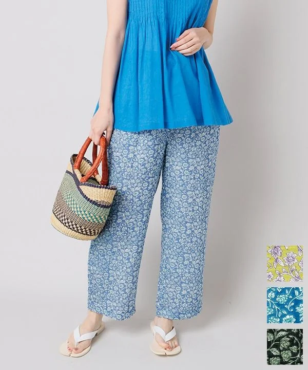Floral print double gauze pants 25S003 Formal Dress Pants