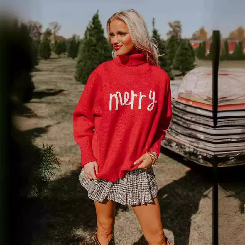 Soft Knitting Christmas High Tie Chic Sweater Soft Cozy Warm