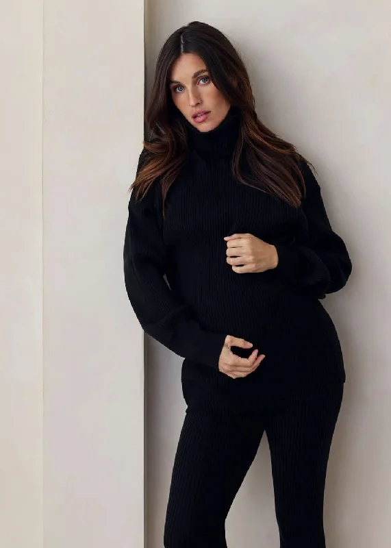 Cozy Knit Oversized Turtleneck Sweater Transparent Opaque Sheer