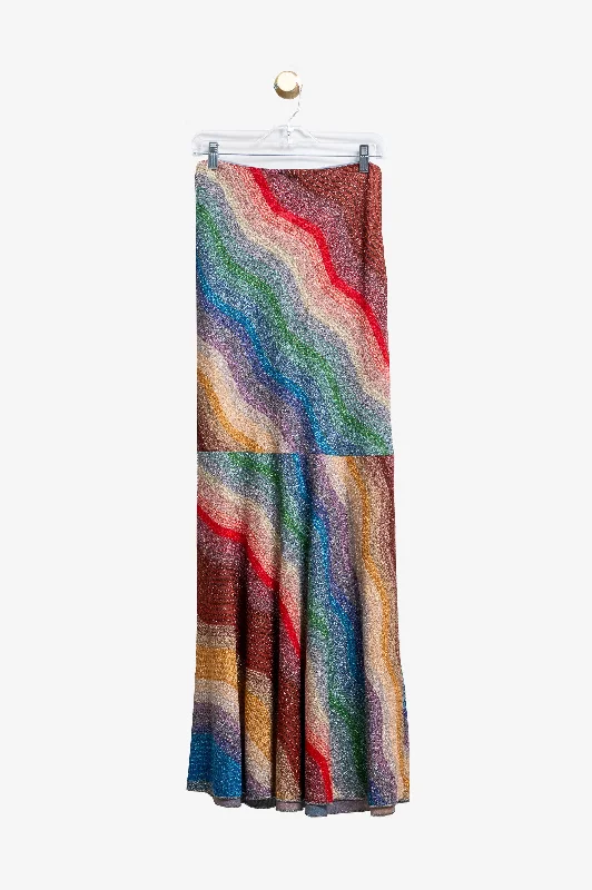 Multi Colour Sparkle Wave Skirt Poleyster flowy skirt hem