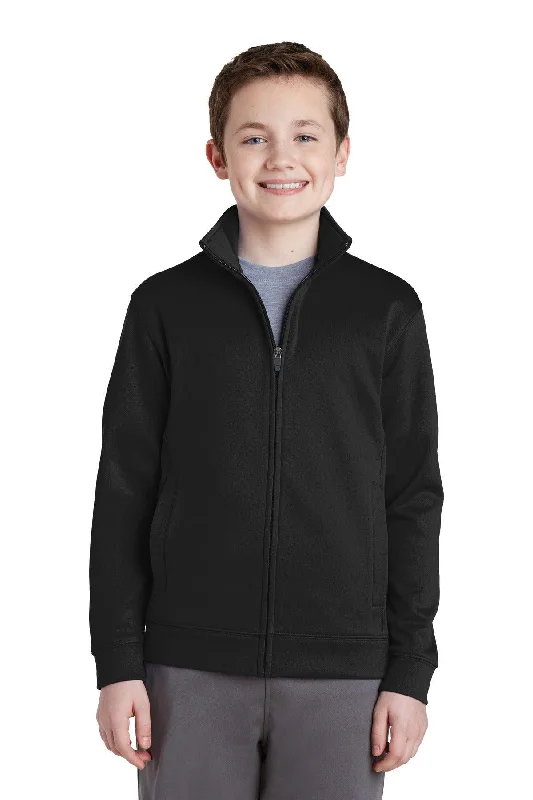 Sport-Tek Youth Sport-Wick Fleece Full-Zip Jacket.  YST241 Herringbone Jacket Houndstooth Jacket Plaid Jacket
