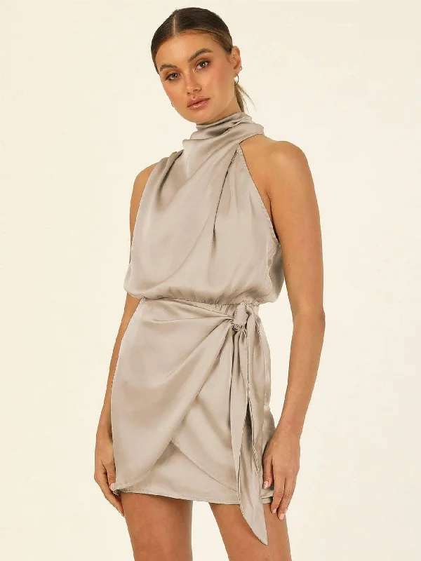 Ladies Halter Sleeveless Daily Party Dress GQRJ Tunics Velvet soft