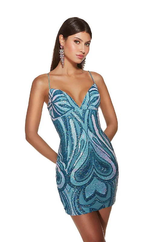 Alyce Short Party Dress 4899 Boatneck Modish Everyday