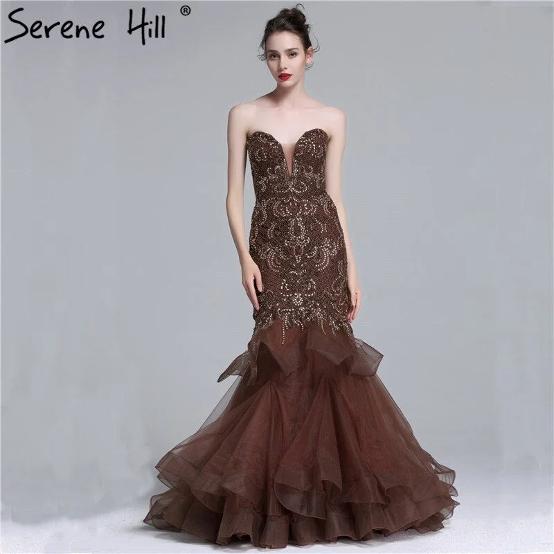 On Sale no return no refundSale Real Photo Long Elegant Evening Dress 2025 Sexy Strapless Beading Mermaid Evening Party Dress New Style LA6102 Tunics Exclusive limited