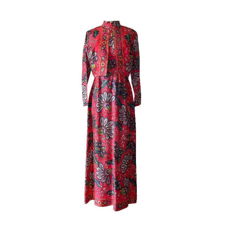 Vintage 70's Pink Psychedelic Dress & Matching Cropped Jacket Wool Jacket Cashmere Jacket Tweed Jacket