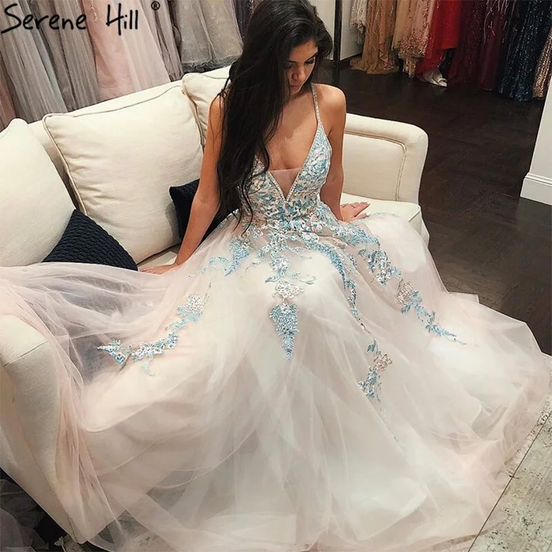 On Sale no return no refundSale White A-Line Sleeveless Sexy Lace  Prom  Dresses 2025 Tulle Crystal Prom Party Dress Serene Hill LA70475 Tunics Running lightweight