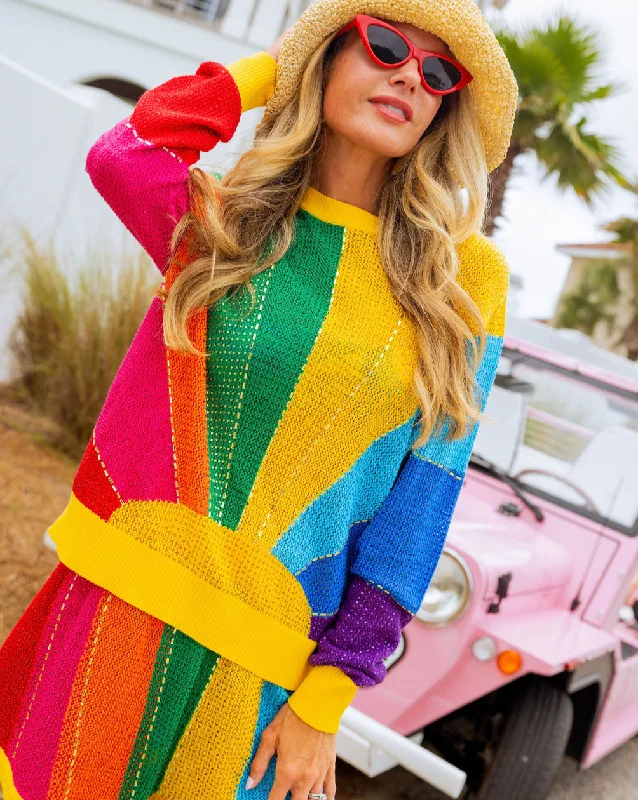 Rainbow Sunshine Rhinestone Sweater Terry Terry Cloth Terry Knit