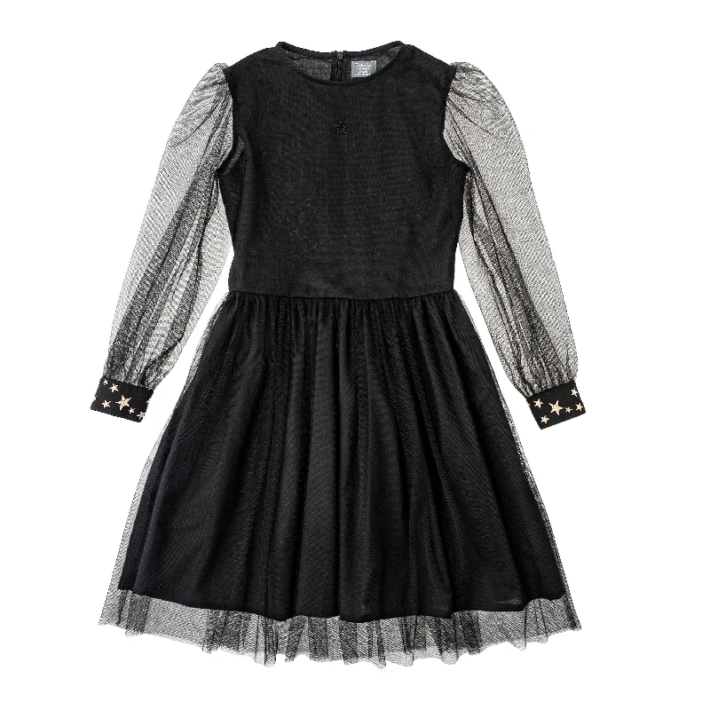 Tocoto Vintage Tulle Party Dress - Black Tunics Satin smooth