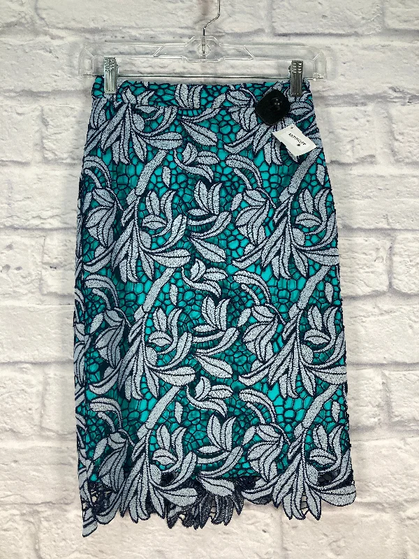 Skirt Designer By Maeve In Blue & White, Size: 00 belted skirt waist