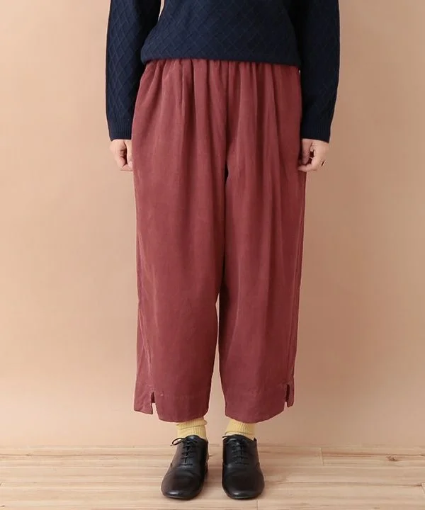 Fine-ribbed cotton corduroy slit pants 24W448 Comfortable Pleated Pants