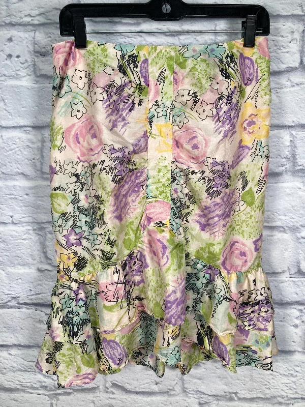 Green & Pink Skirt Designer Nanette Lepore, Size 2 linen skirt breathable