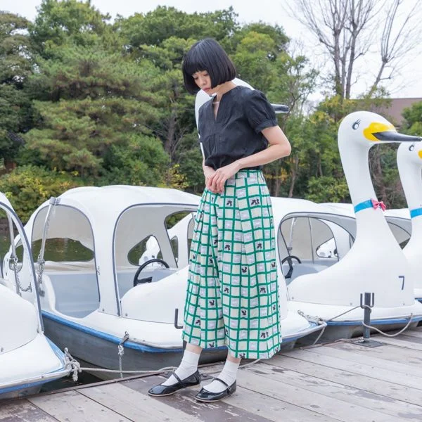 Skirt Swan Check [20% OFF] cotton skirt soft