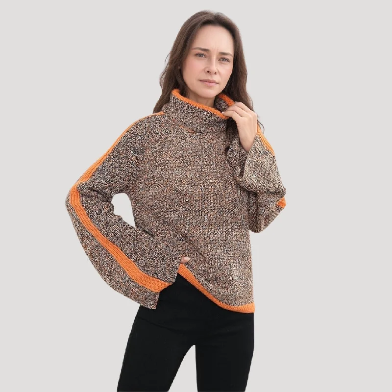 Colorblock knit sweater Print Jacquard Patchwork