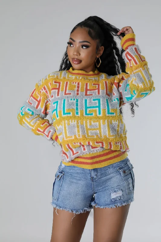 SW9689P - KNIT PATTERN SWEATER Sweater Knitwear Pullover